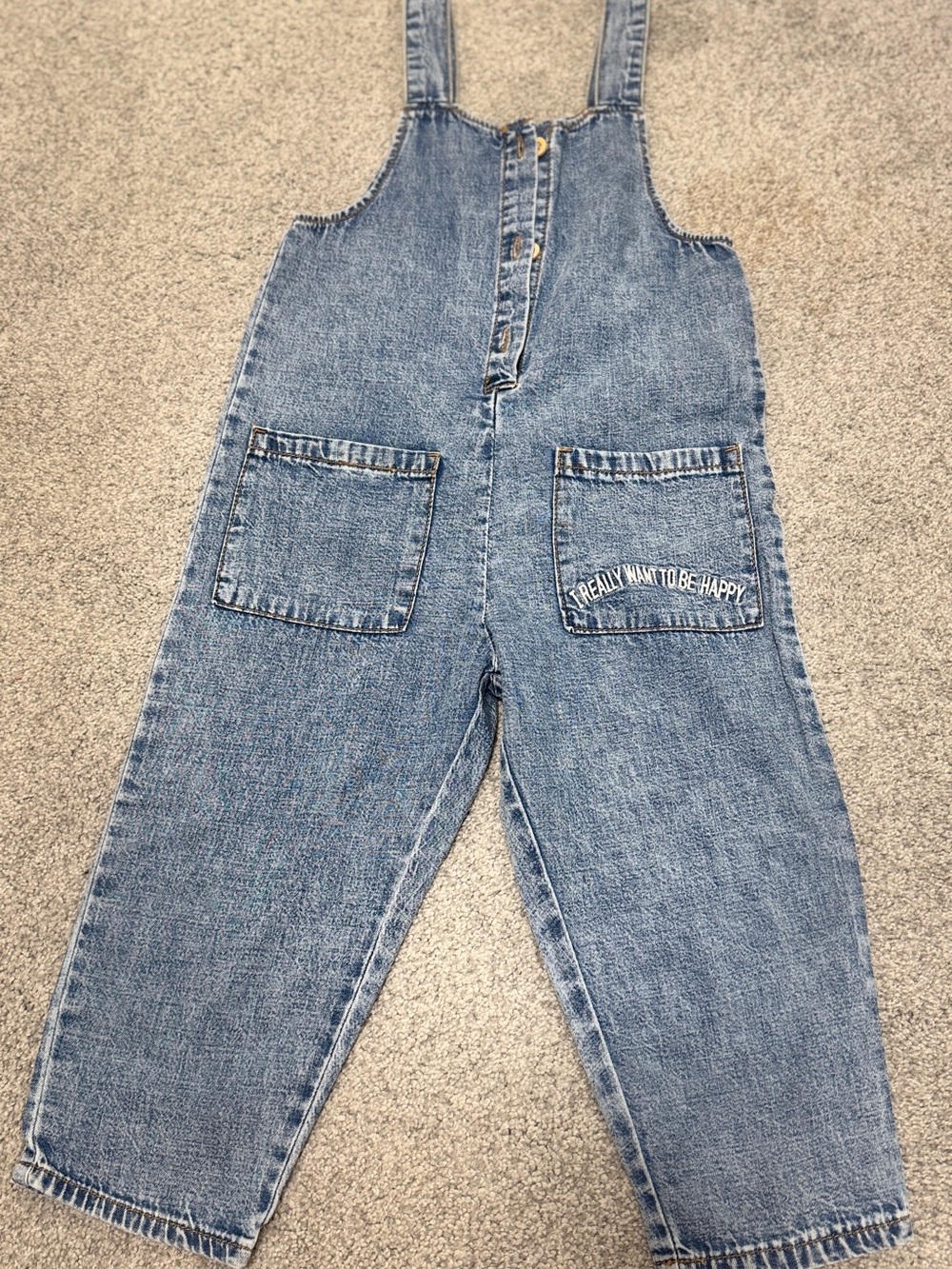 Zara Blue Kids Denim One-Piece Overalls with Front Pockets brand new